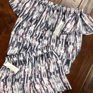 Purple and white 2 piece set.